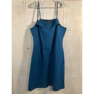Of The Earth Hemp Cotton Linen-style Sundress Dress Blue XL Y2K Hippie Chic